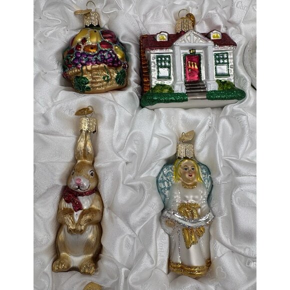 Old World Christmas Wedding Blown Glass Ornaments Elegant Set of 12 in Satin Box - Picture 3 of 11